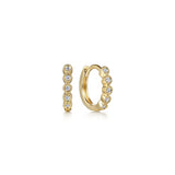GABRIEL & CO- 10mm 14k Yellow Gold Diamond Bezel Setting Huggie Earrings D.05TW