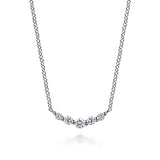 GABRIEL & CO- 14K White Gold White Sapphire Bar Necklace