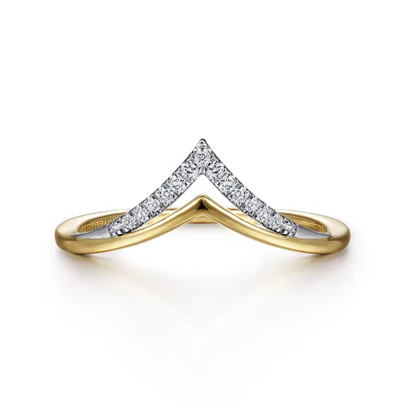 GABRIEL & CO- 14K White-Yellow Gold Diamond Chevron Ring D.06TW