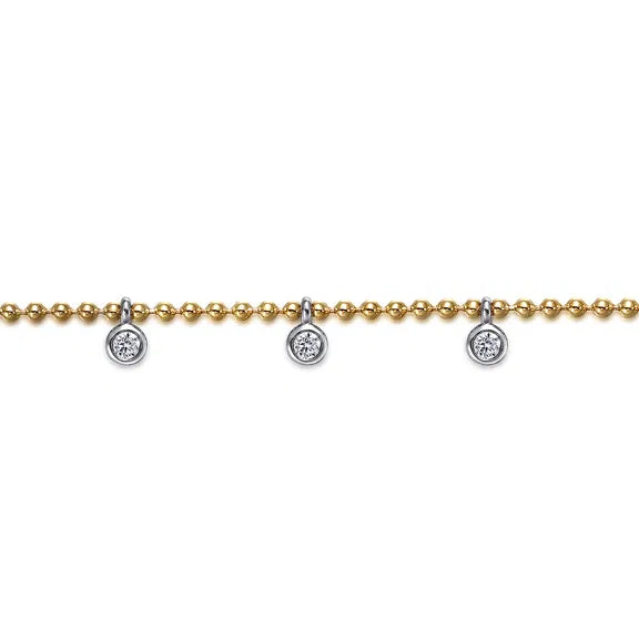 GABRIEL & CO- 14K White and Yellow Gold Bujukan White Sapphire Droplet Bracelet