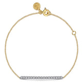 GABRIEL & CO- 14K White and Yellow Gold White Sapphire Bar Bracelet