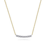 GABRIEL & CO- 14K White and Yellow Gold White Sapphire Bar Necklace