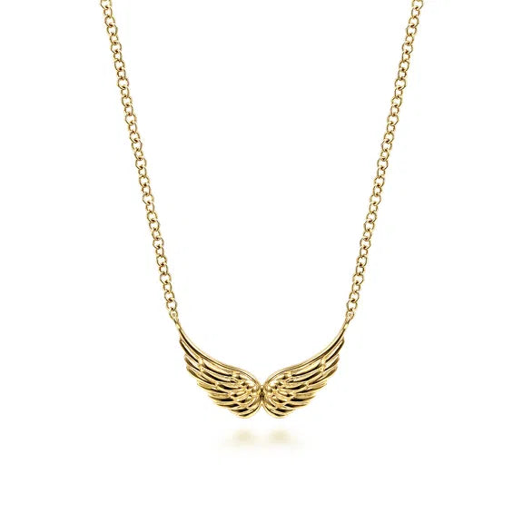 GABRIEL & CO- 14K Yellow Gold Angel Wings Necklace