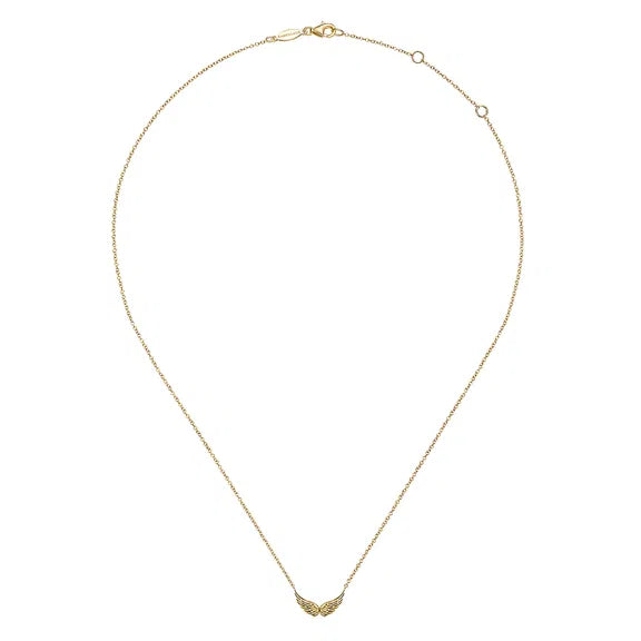 GABRIEL & CO- 14K Yellow Gold Angel Wings Necklace