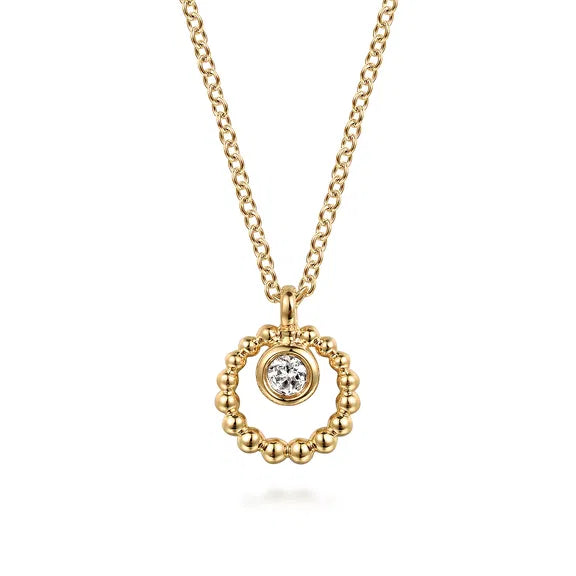 GABRIEL & CO- 14K Yellow Gold Bujukan and White Sapphire Pendant Necklace