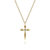 GABRIEL & CO- 14K Yellow Gold Diamond Cross Pendant Necklace D.01TW