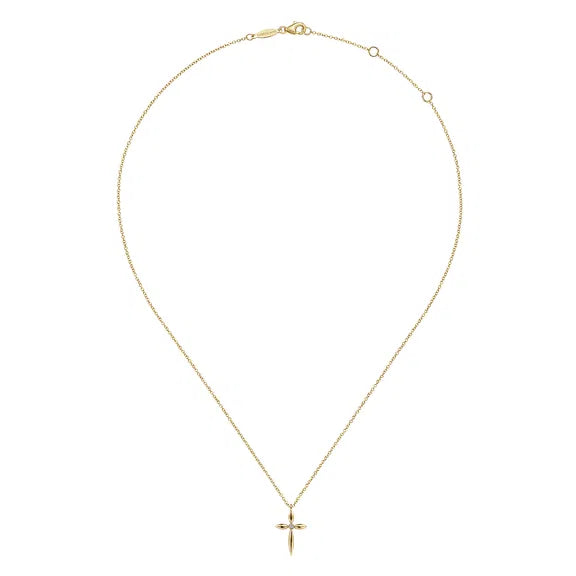 GABRIEL & CO- 14K Yellow Gold Diamond Cross Pendant Necklace D.01TW