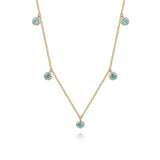 GABRIEL & CO- 14K Yellow Gold London Blue Topaz Station Necklace