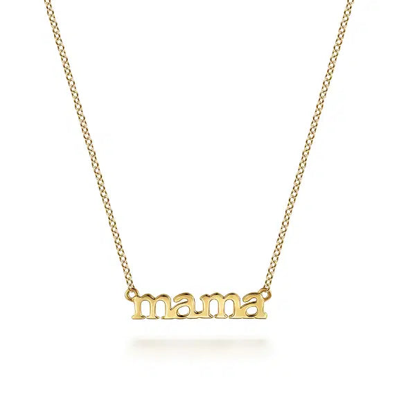 GABRIEL & CO- 14K Yellow Gold MAMA Script Necklace