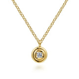 GABRIEL & CO- 14K Yellow Gold Round Diamond Pendant Necklace