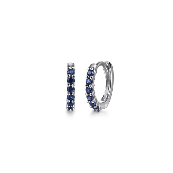 GABRIEL & CO- 14K White Gold Sapphire Huggie Earrings S.21W
