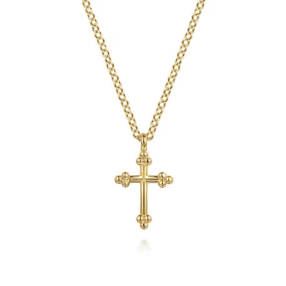 GABRIEL & CO- 14K Yellow Plain Gold Bujukan 12mm Cross Necklace