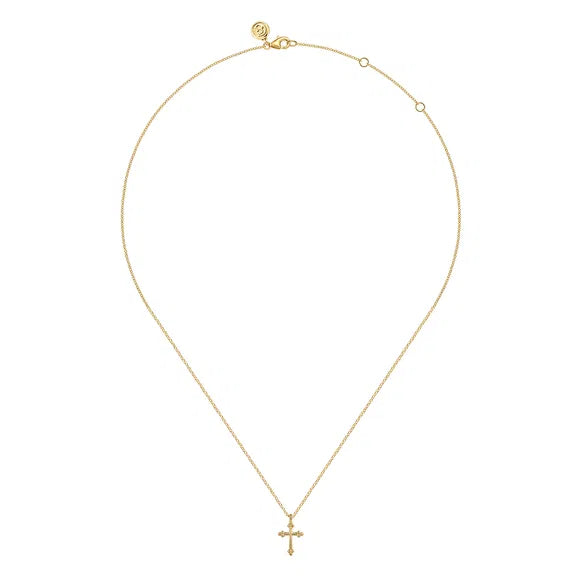 GABRIEL & CO- 14K Yellow Plain Gold Bujukan 12mm Cross Necklace
