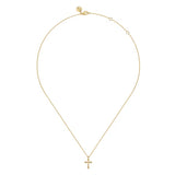 GABRIEL & CO- 14K Yellow Plain Gold Bujukan 12mm Cross Necklace