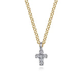 GABRIEL & CO- 14K Yellow and White Gold Diamond Cross Pendant Necklace D.03TW