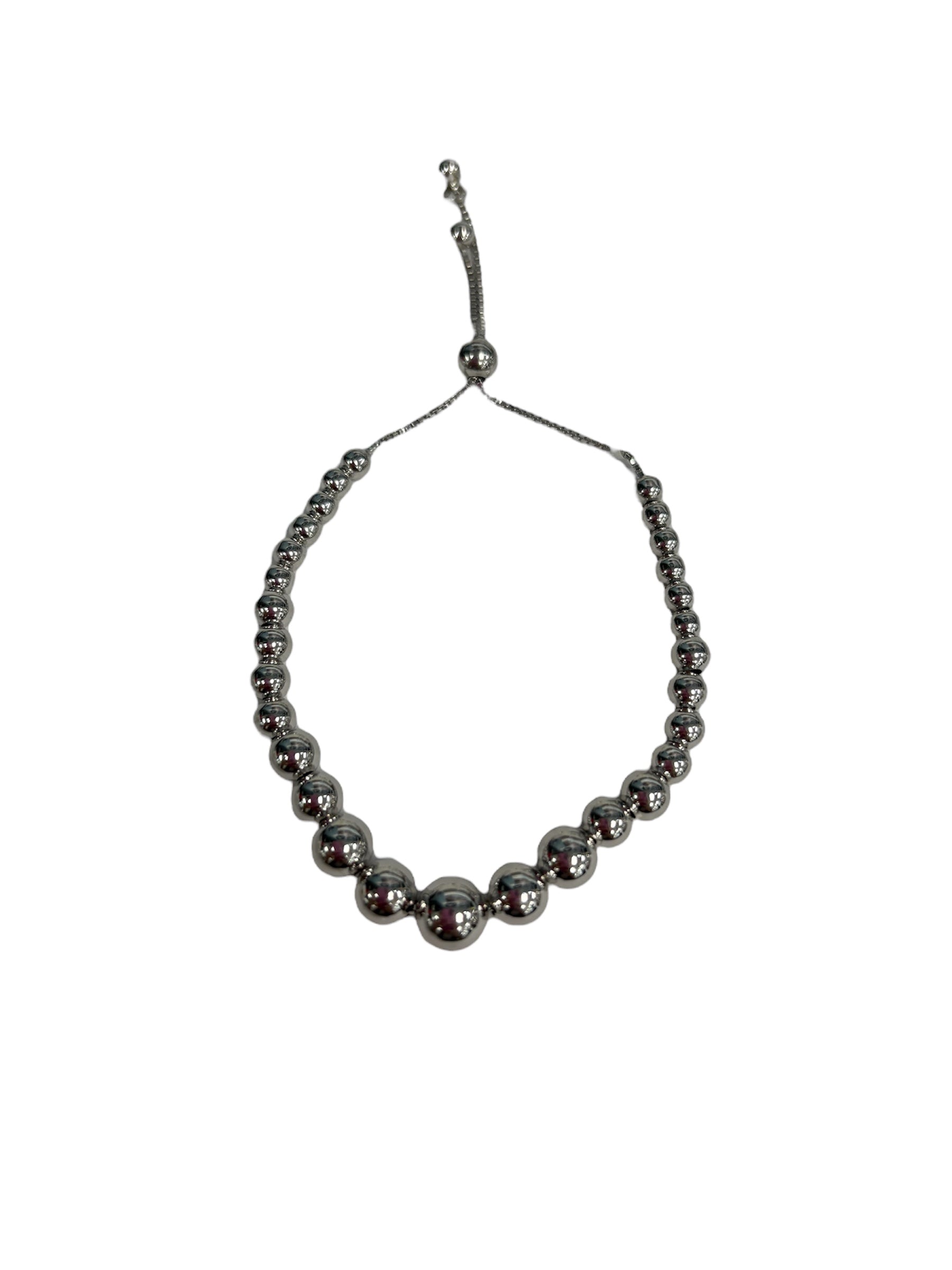 .925 Graduated Silver Beaded Bracelet S-FR-BDGRRHADJ-85