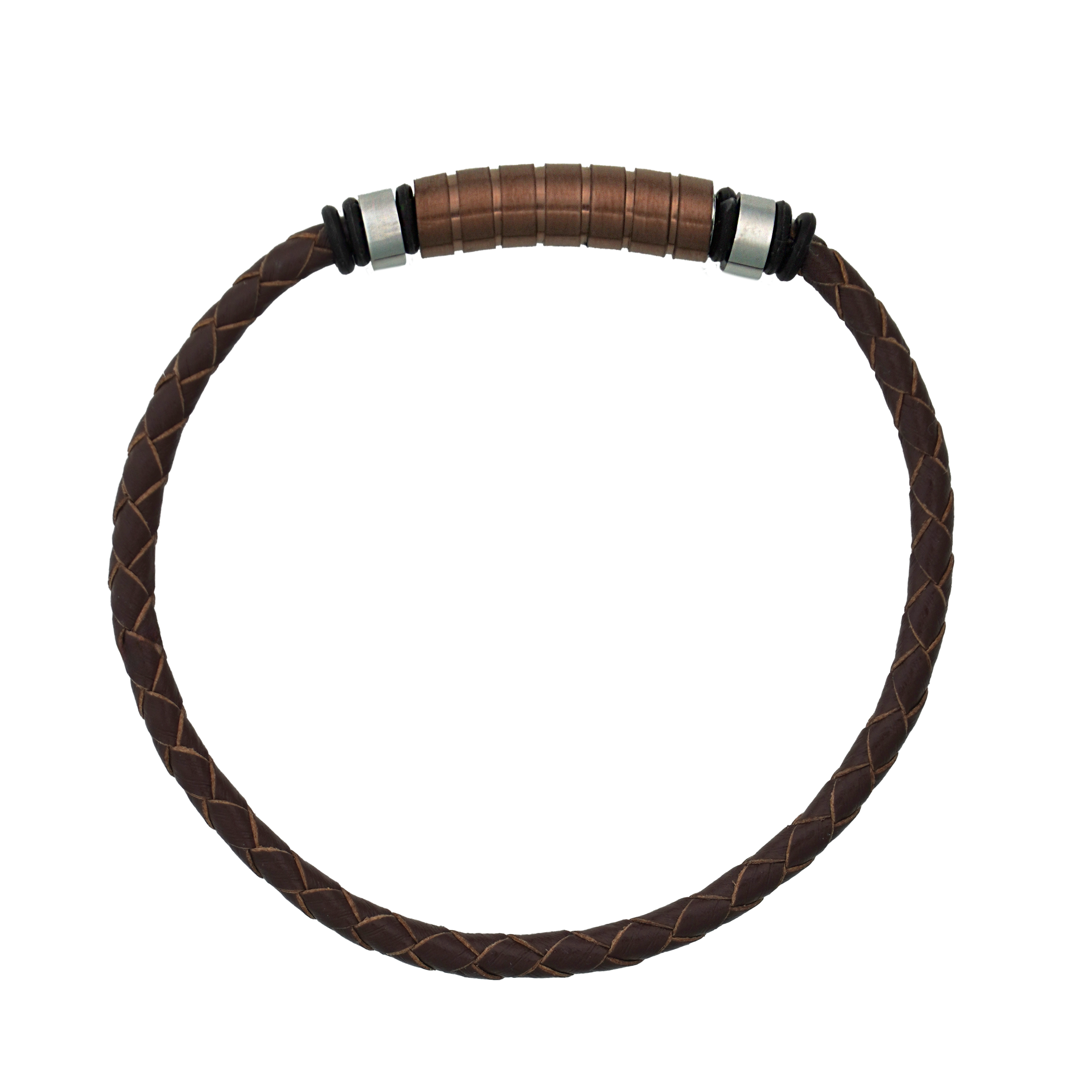 Stainless Steel Brown Leather Bracelet SS-TF-TLB229-6
