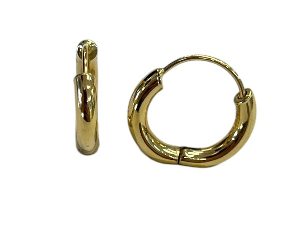 10kt Gold Push in Hoop Earrings