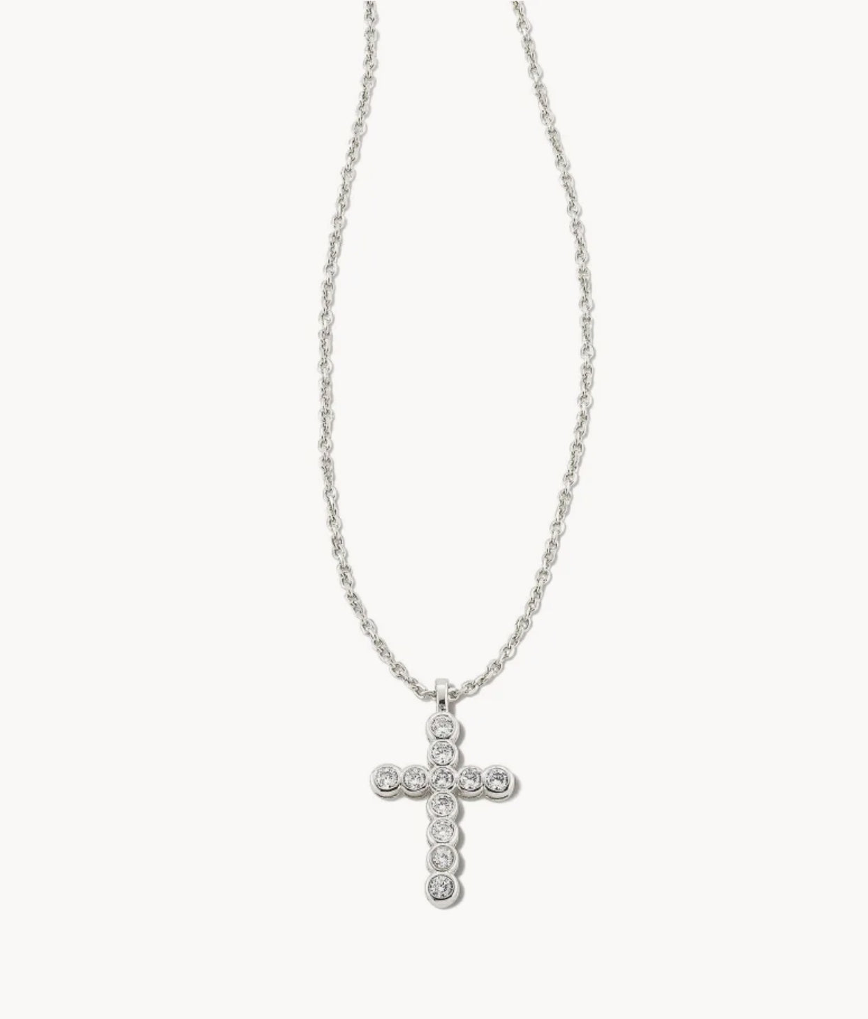 KENDRA Cross Silver Pendant Necklace in White Crystal 9608872411