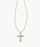 KENDRA Cross Silver Pendant Necklace in White Crystal 9608872411