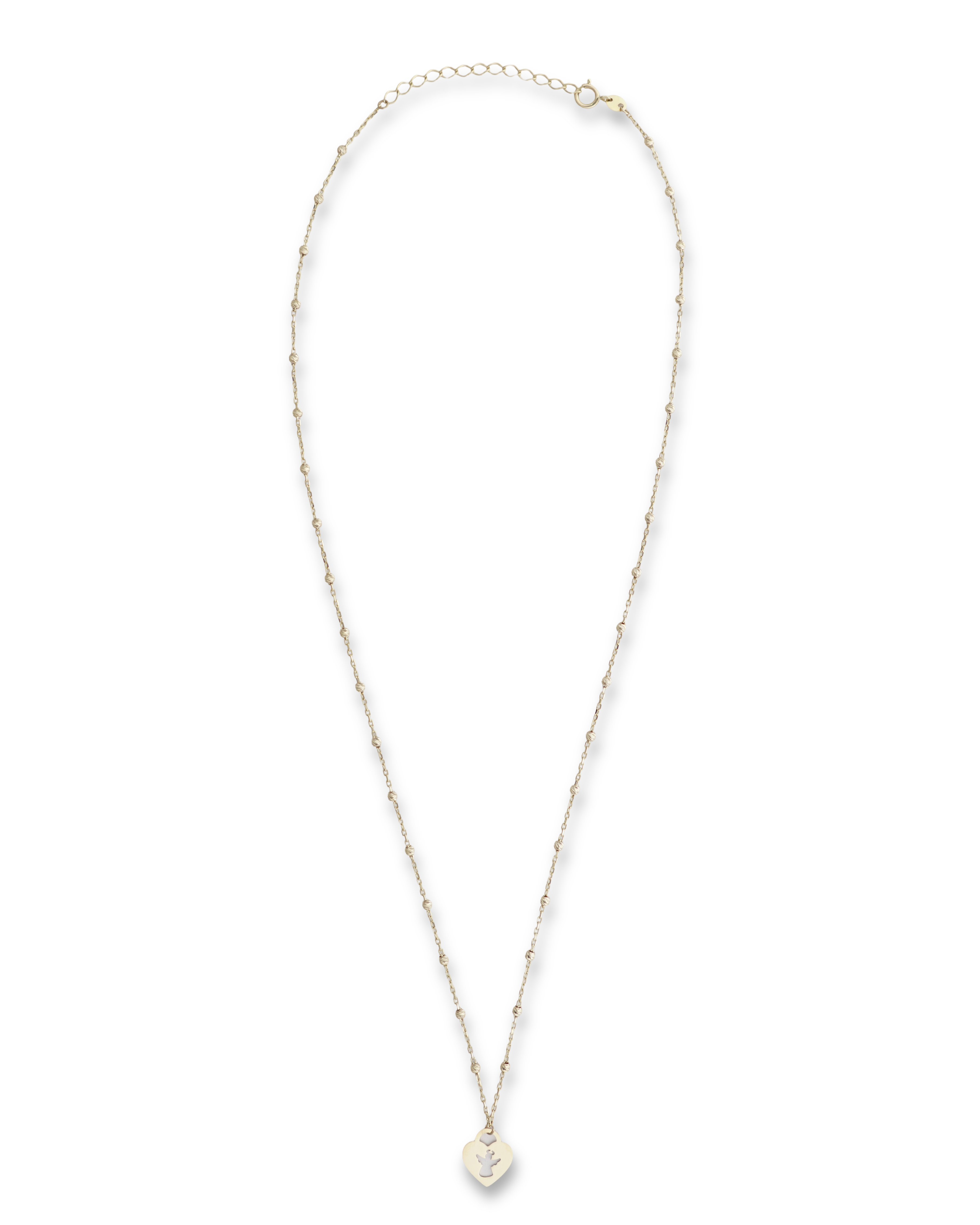 14kt Beaded Angel in Heart Necklace