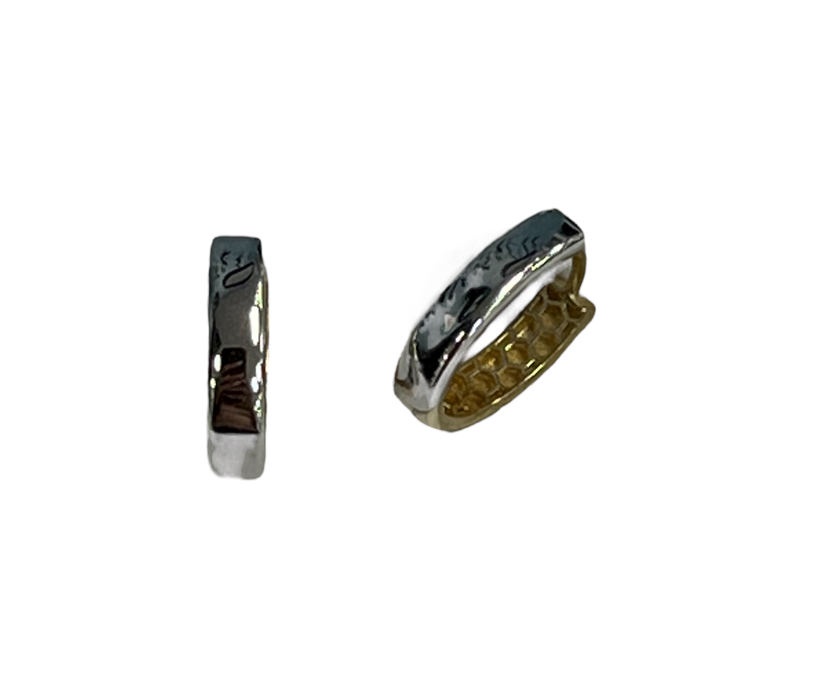 14kt Two Toned Reversible Huggie Earrings