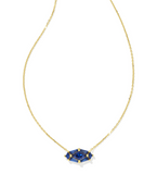 KENDRA SCOTT- Lindy Rae Short Pendant Necklace in Gold Blue Crystal