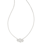 KENDRA SCOTT- Lindy Rae Short Pendant Necklace in Rhodium White Crystal