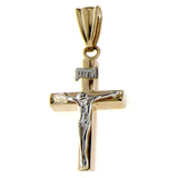 14kt Two Tone Cross with Christ Pendant G-HM-TP20073