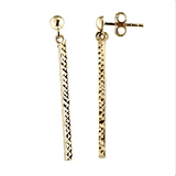 14kt Diamond Cut Tube Drop Earrings