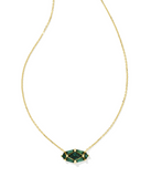 KENDRA SCOTT- Lindy Rae Short Pendant Necklace in Gold Green Crystal