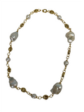 .925 GP Necklace Mixed Link w/Baroque Pearls