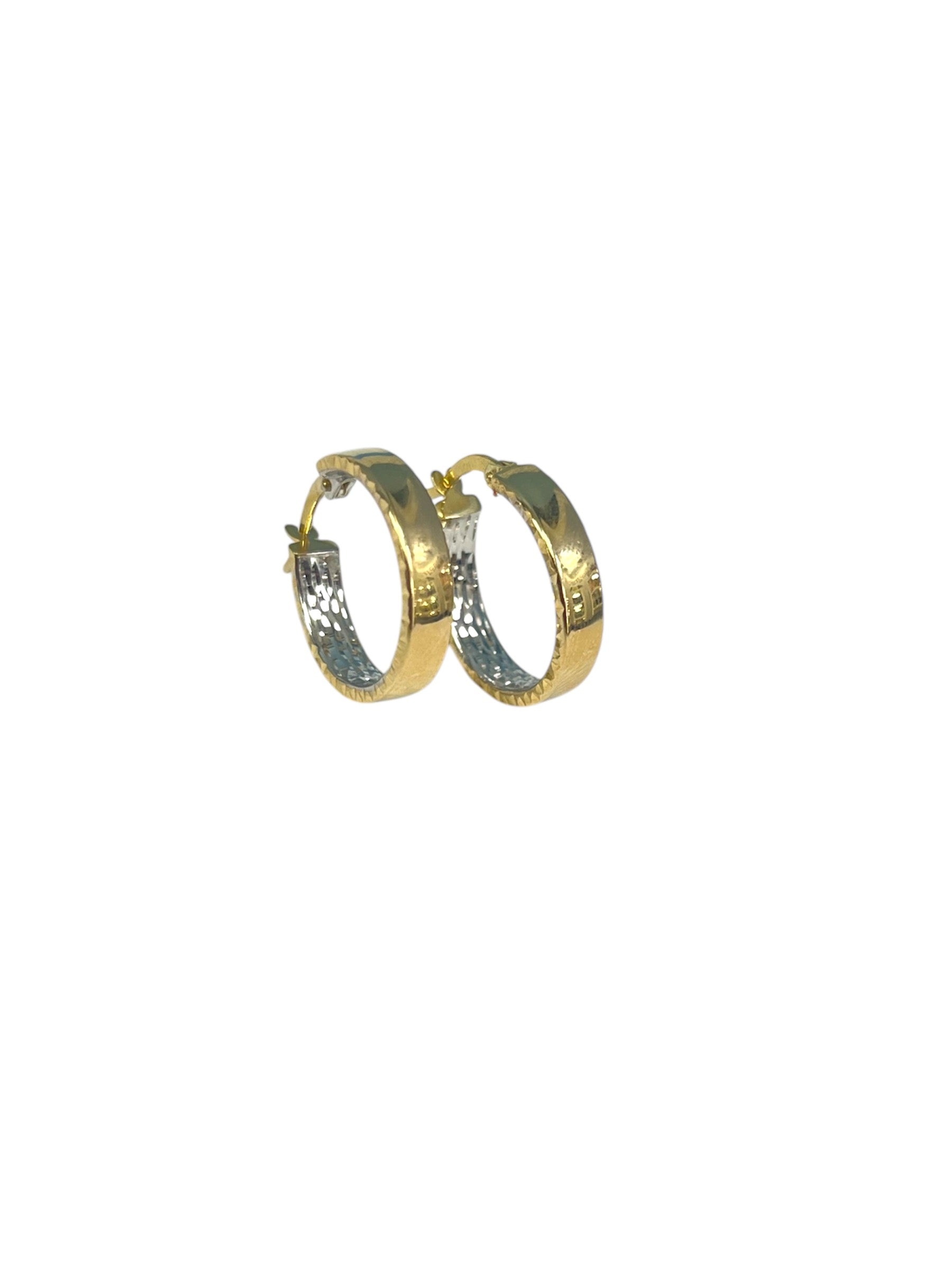 14kt Two Tone Hoop Earrings