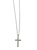 .925 Sterling Silver Round Tube Micro Pave Cross Necklace 20"