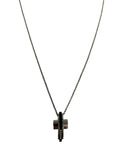 Stainless Steel Cross Necklace w/Wht/Black Plating 18”