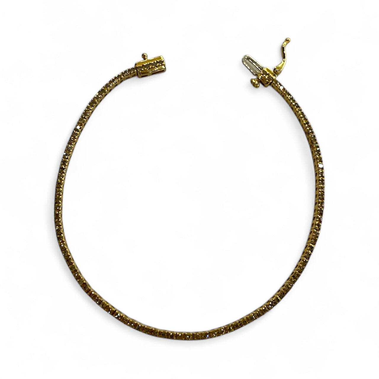 14K Yellow Gold and Diamond Tennis Bracelet 1.00CT