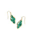 KENDRA SCOTT- Abbie Gold Drop Earrings in Bronze Veined Malachite