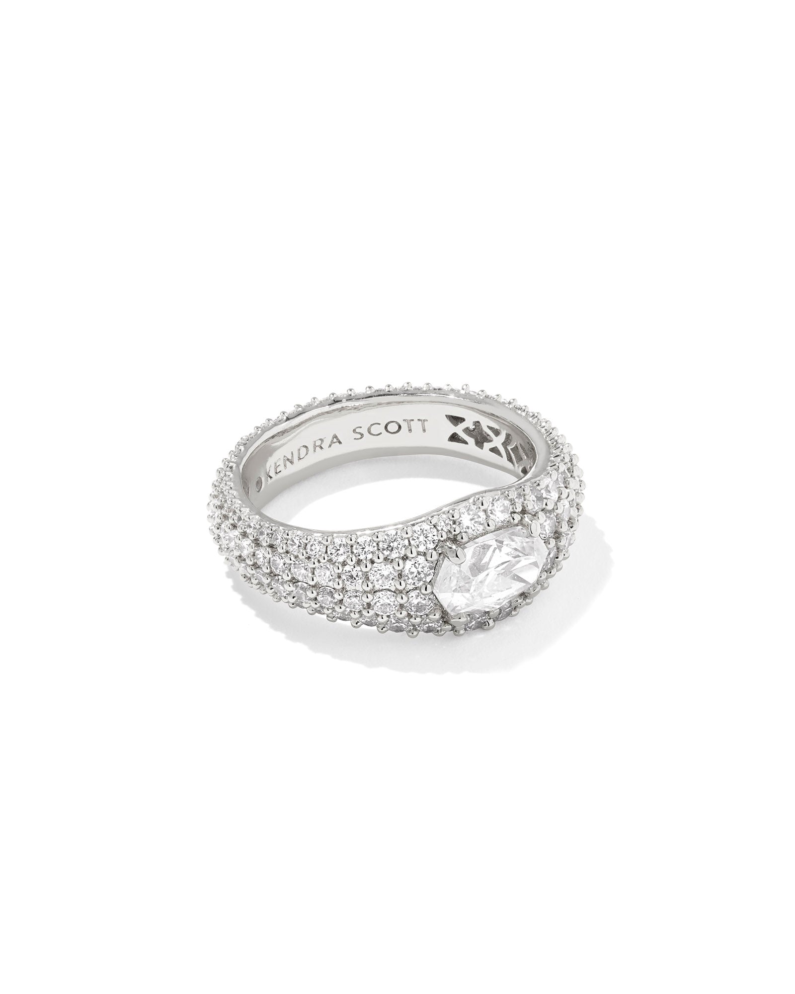 KENDRA SCOTT- Bella Rhodium Band Ring in White CZ