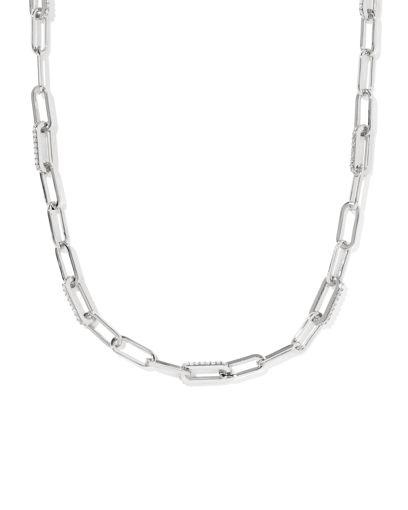 KENDRA SCOTT- Bella Rhodium Chain Necklace in White CZ