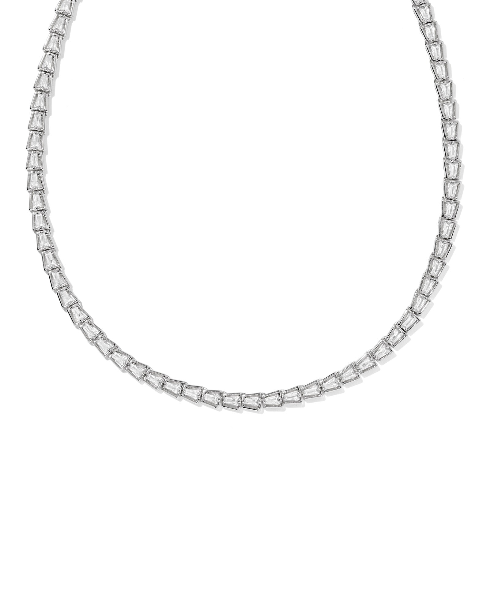 KENDRA SCOTT- Bella Rhodium Tennis Necklace in White CZ