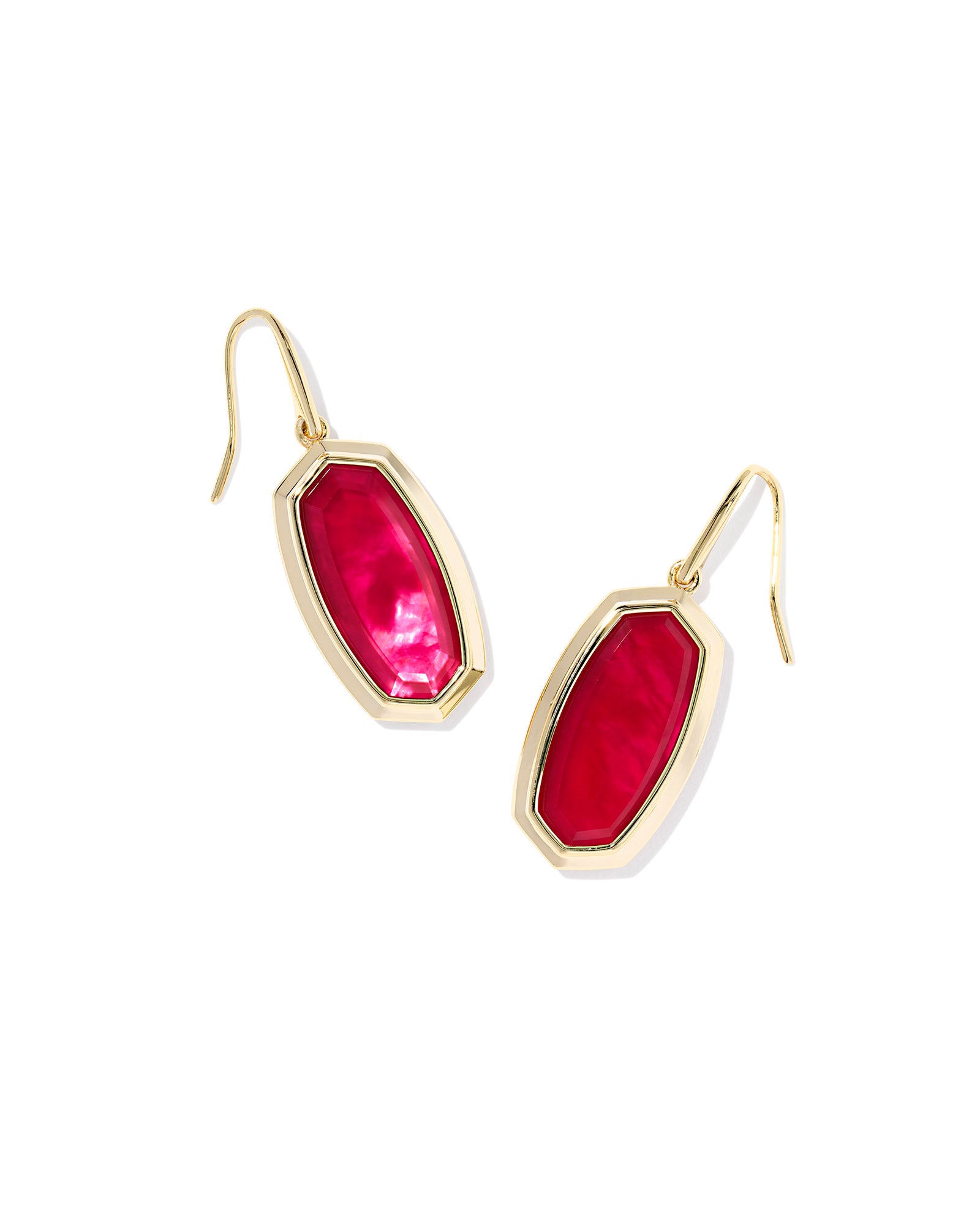 KENDRA SCOTT- Dani Gold Bezel Drop Earrings in Carmine Red Illusion