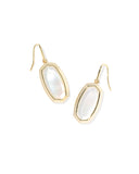 KENDRA SCOTT- Dani Gold Bezel Drop Earrings in Ivory Mother of Pearl