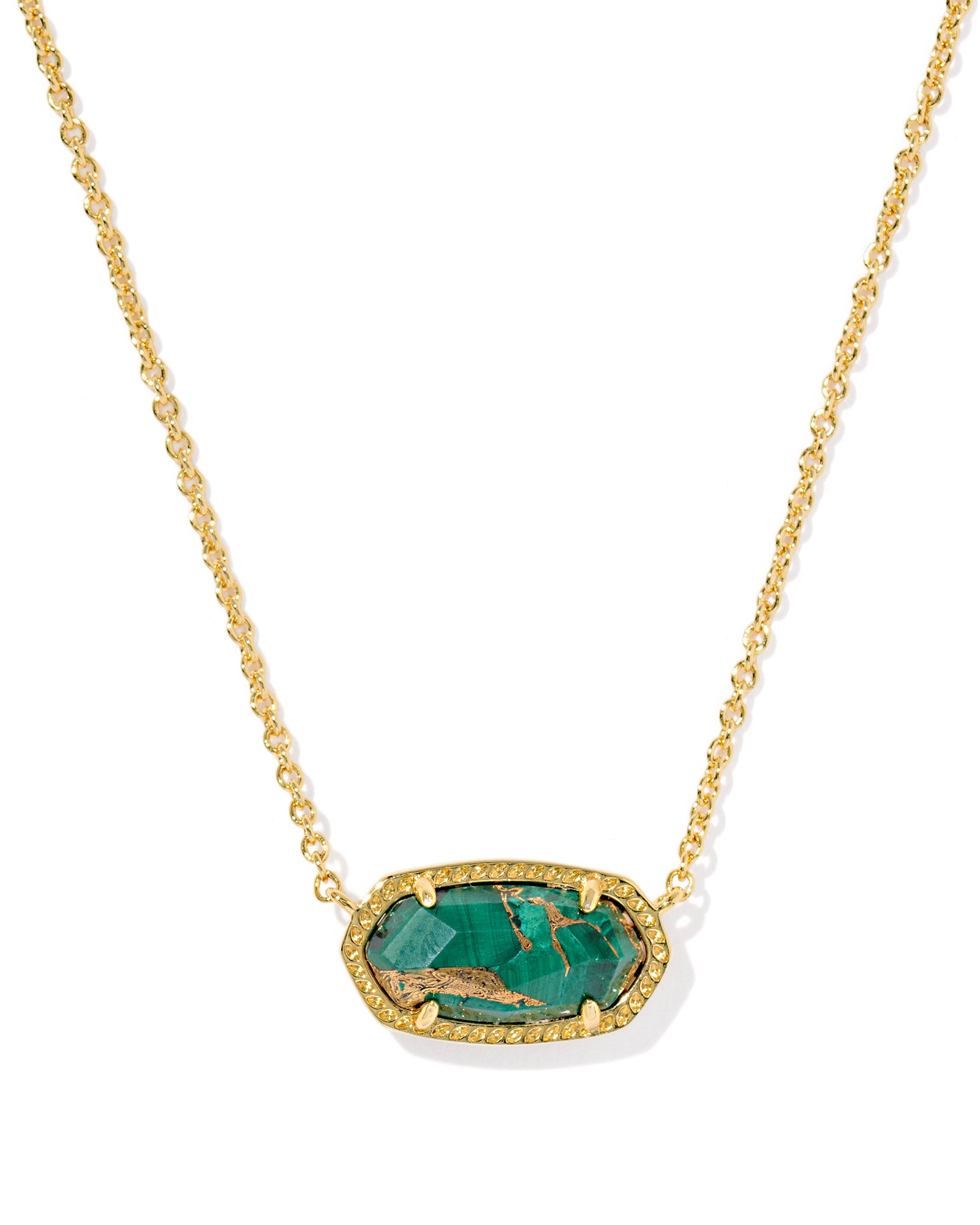 KENDRA SCOTT- Elisa Gold Pendant Necklace in Bronze Veined Malachite