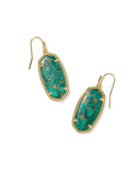 KENDRA SCOTT- Elle Gold Drop Earrings in Bronze Veined Malachite