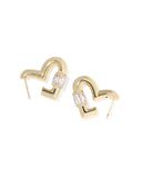 KENDRA SCOTT- Emery Gold Heart Hoop Earrings in White CZ