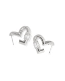 KENDRA SCOTT- Emery Rhodium Heart Hoop Earrings in White CZ