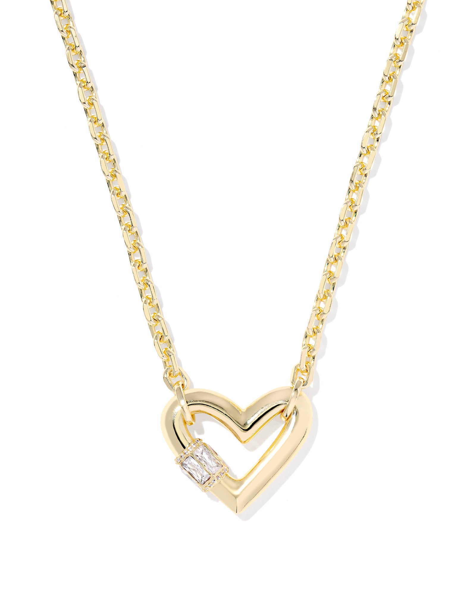 KENDRA SCOTT- Emery Gold Heart Pendant Necklace in White CZ