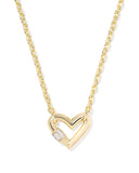 KENDRA SCOTT- Emery Gold Heart Pendant Necklace in White CZ