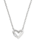 KENDRA SCOTT- Emery Rhodium Heart Pendant Necklace in White CZ