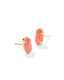KENDRA SCOTT- Grayson Gold Stone Stud Earrings in Papaya Iridescent Mother of Pearl